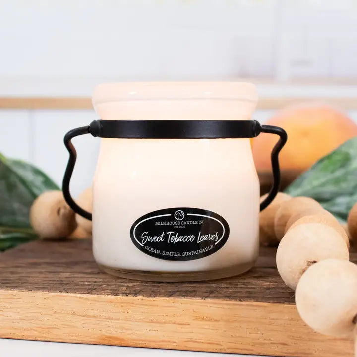 Sweet Tobacco Leaves 5oz Cream Jar - Milkhouse Candle Company