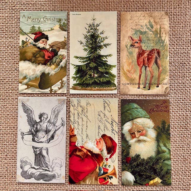 Olive Sleigh Santa 6-Tag & Ribbon Set