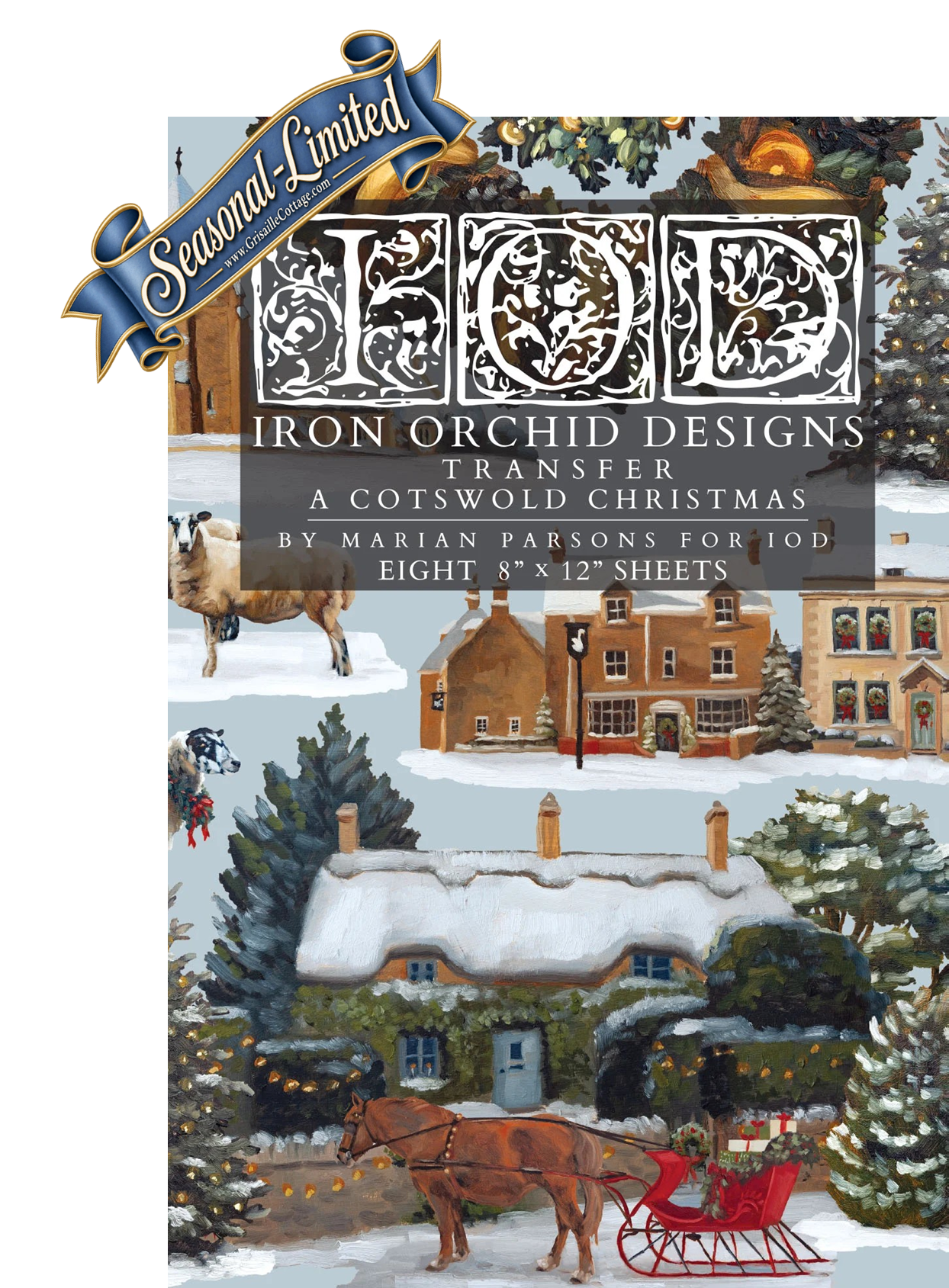 A Cotswold Christmas - 8 Sheet, 8x12 Pad IOD Decor Transfer™ 2026 Holiday Limited