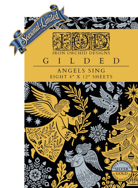 Angels Sing - Gilded Collection - 8 Sheet, 8x12 Pad IOD Decor Transfer™ 2026 Holiday Limited