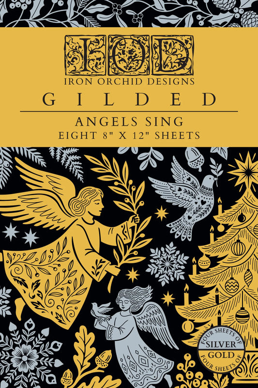 Angels Sing - Gilded Collection - 8 Sheet, 8x12 Pad IOD Decor Transfer™ 2026 Holiday Limited