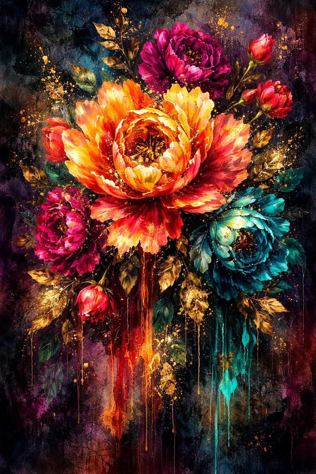 Bloom Like Fire EL019 - 21 x 29 Decoupage Tissue Elsie Lane