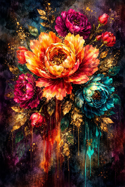 Bloom Like Fire EL019 - 21 x 29 Decoupage Tissue Elsie Lane