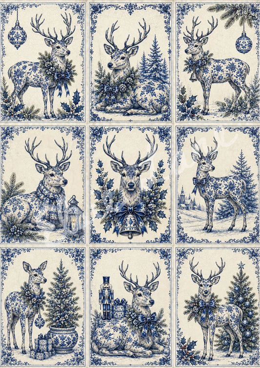 Blue Christmas Nine EL006 - A4 8.3 x 11.7 - Elsie Lane