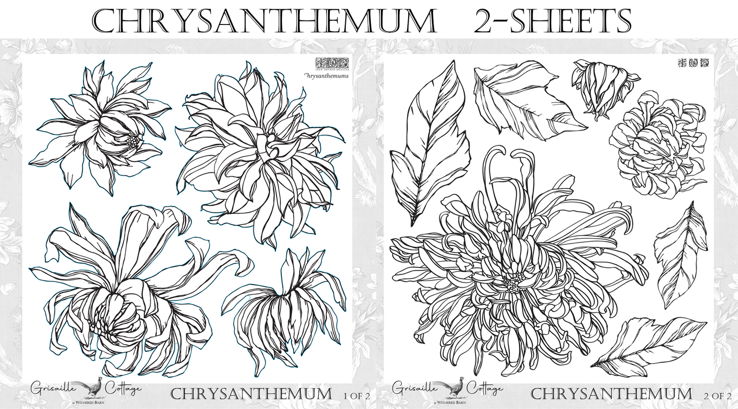 Chrysanthemums 2-Sheet Set - IOD Decor Stamp