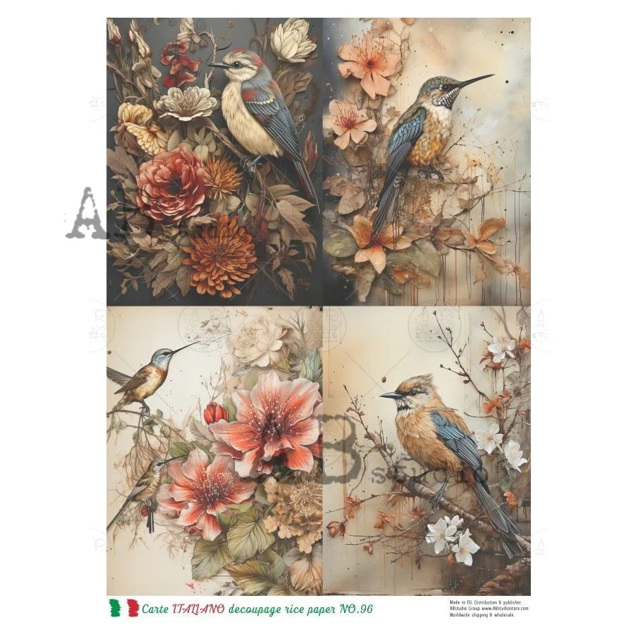 In Flight Birds Carte 96  - A4 8.3 x 11.7 Rice Paper by AB Studio