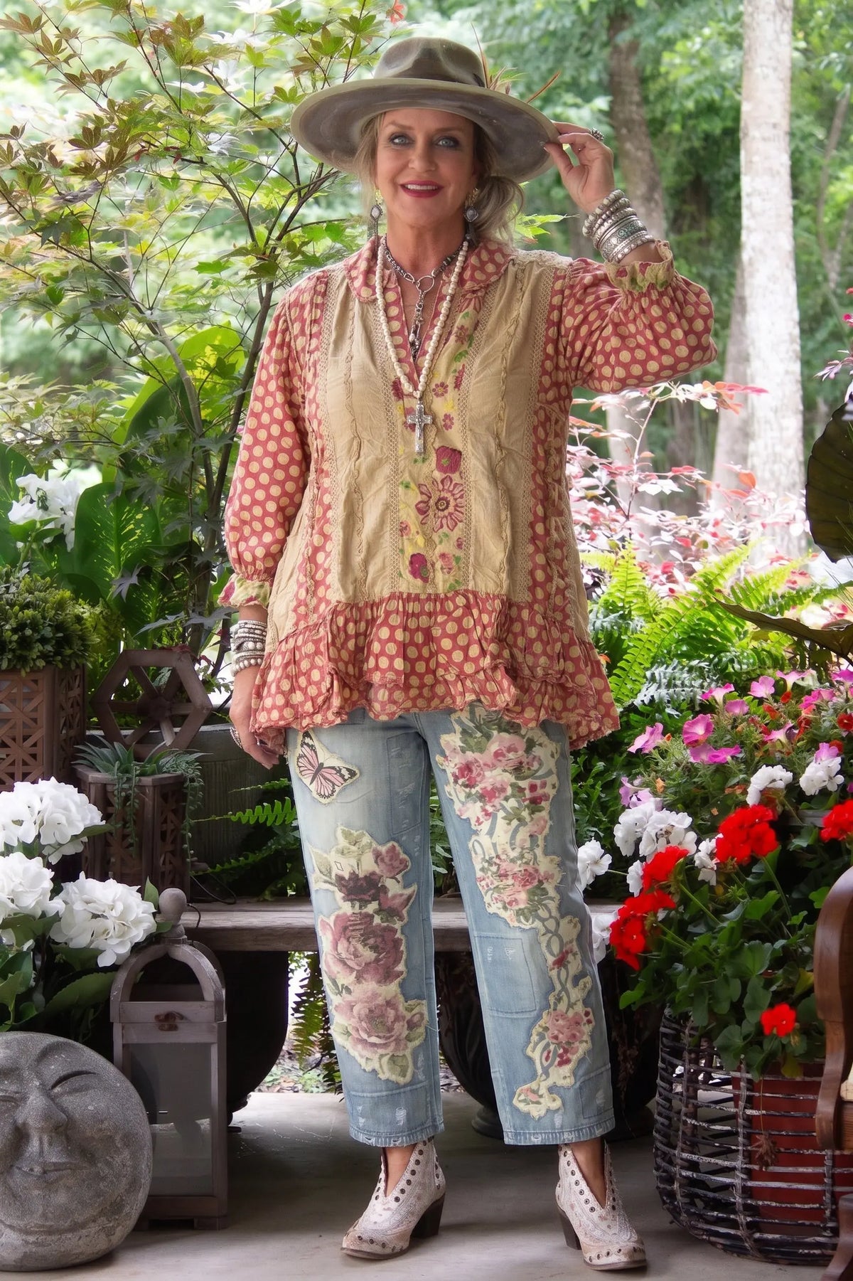 Peace and Love Jean, Floral - Jaded Gypsy
