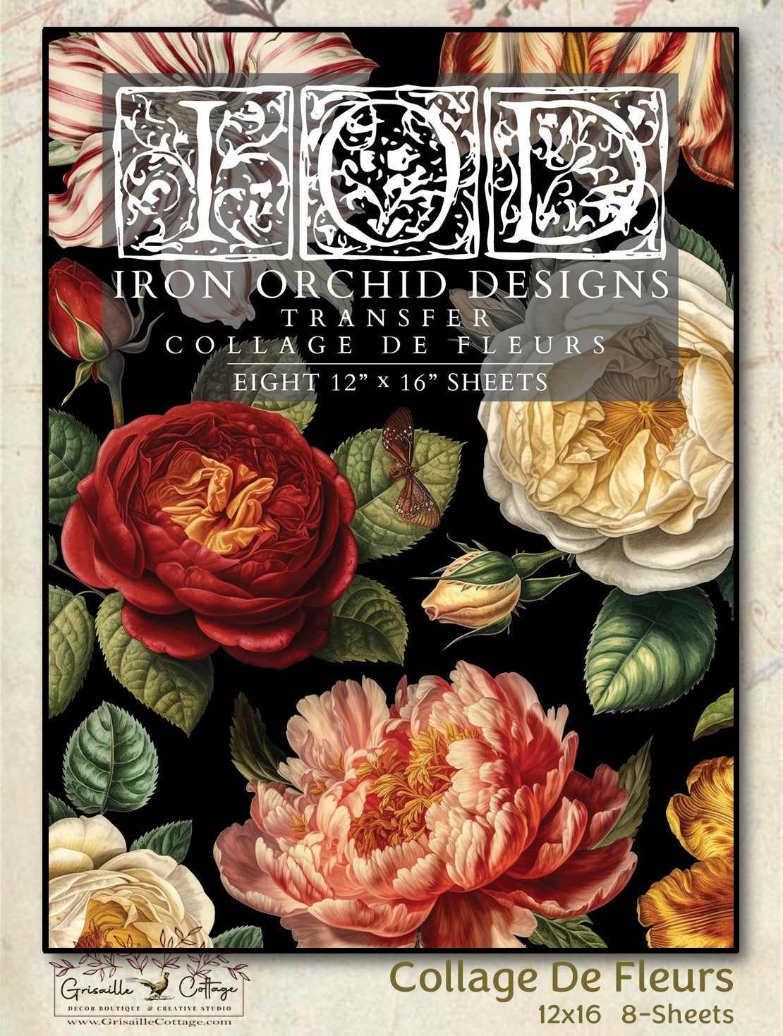 Collage De Fleurs - 8 Sheet, 12x16 Pad IOD Decor Transfer™