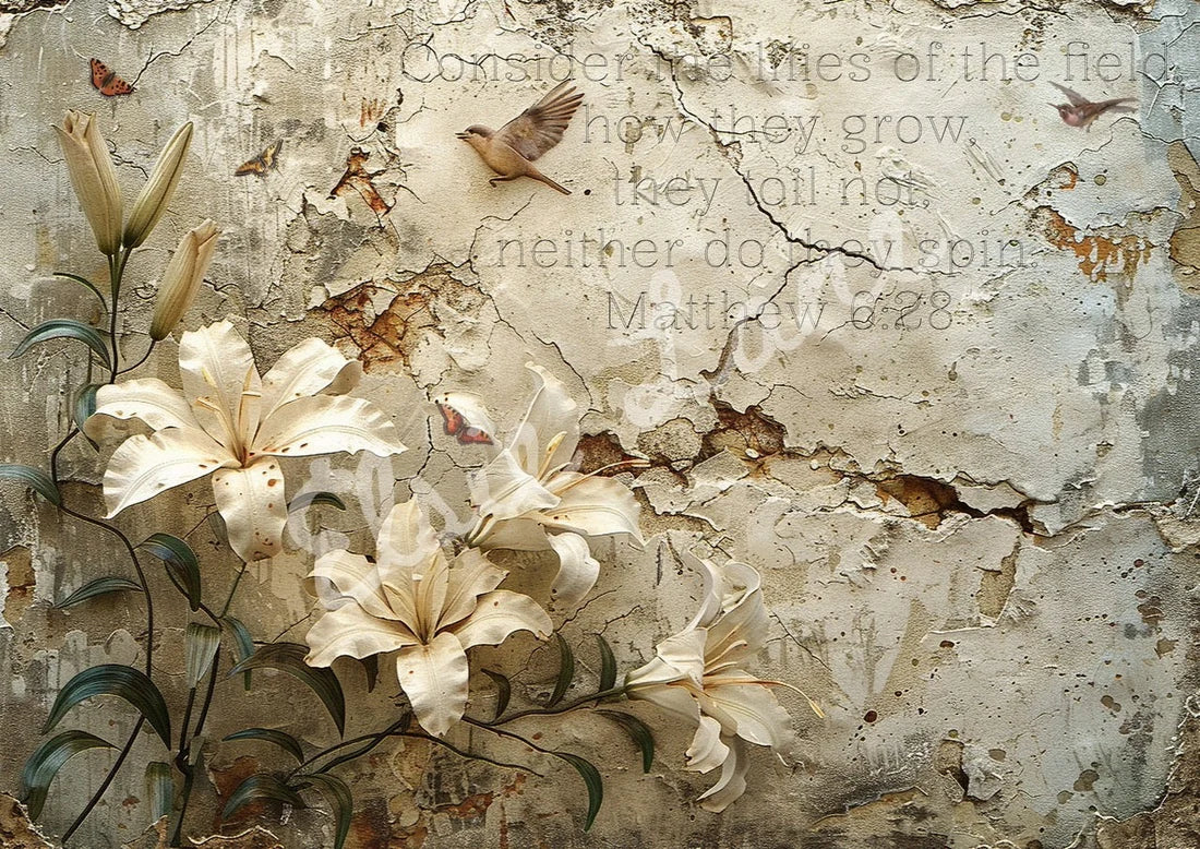 Consider the Lilies EL017 - 21 x 29 Decoupage Tissue Elsie Lane