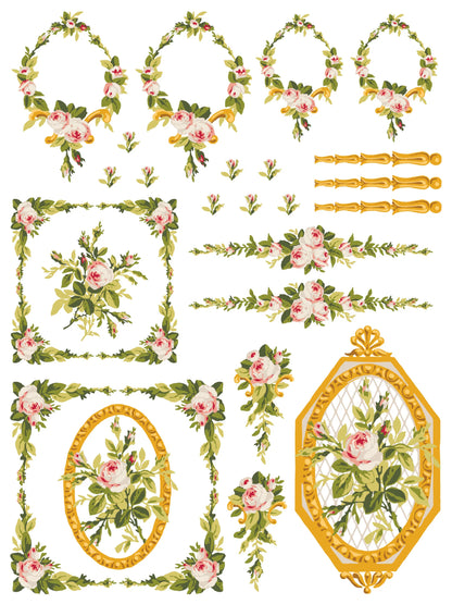 Petite Fleur Pink - 4 Sheets, 12x16 Pad IOD Paint Inlay™