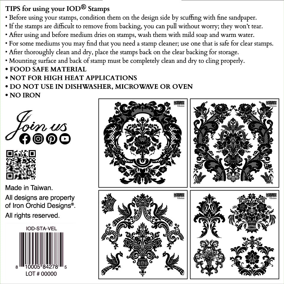 Velveteen 6x6 (4 sheets) - IOD Decor Stamp