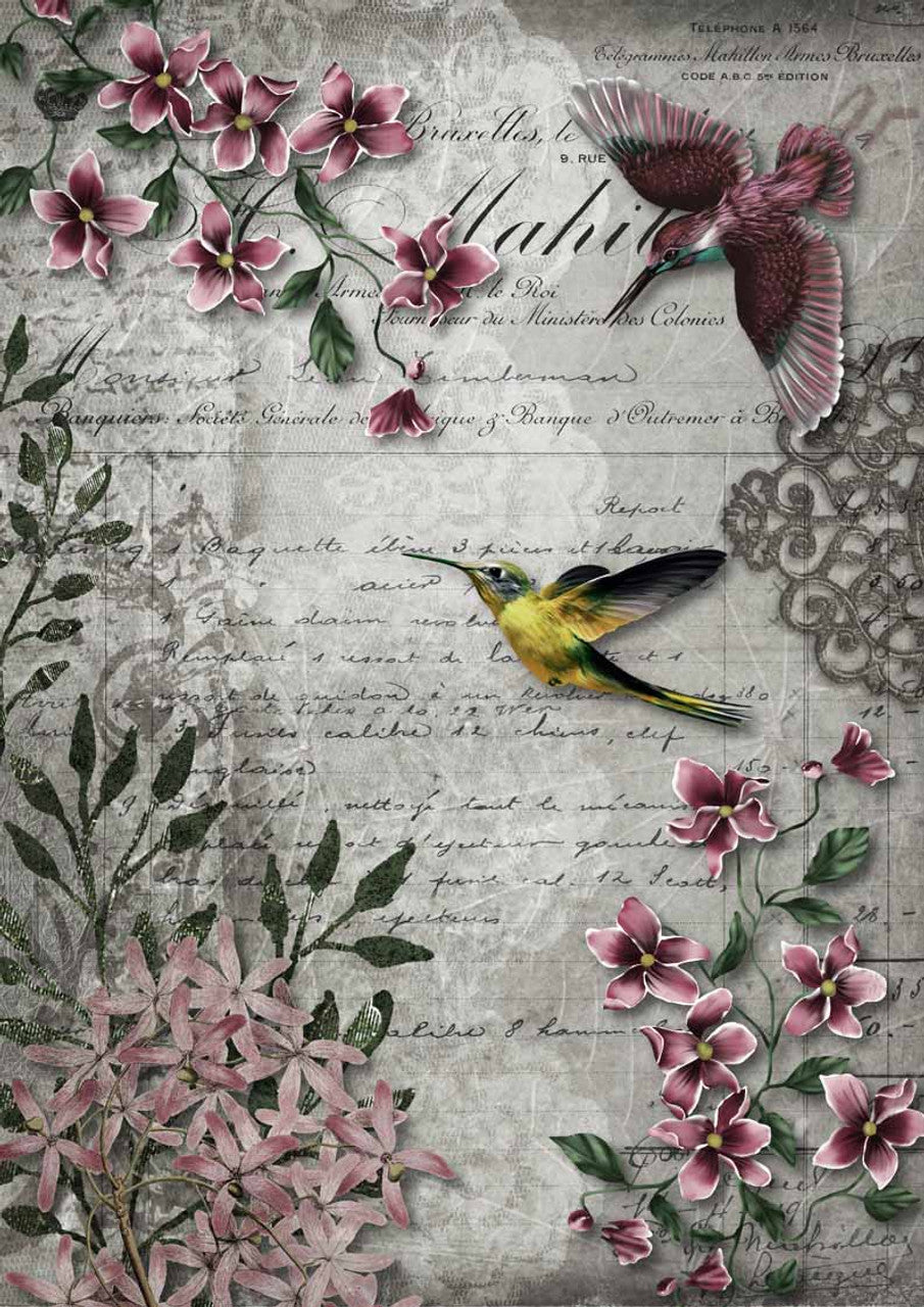 Hummingbird Song - A4 8.3 x 11.7 Rice Paper by Decoupage Queen