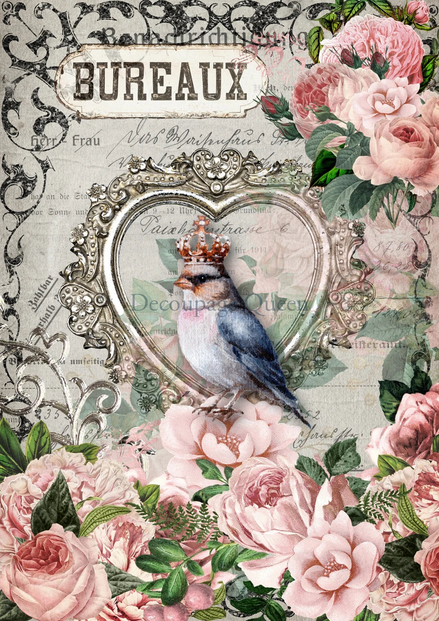 Crowned Lady Rice Paper 0558 - A4 8.3 x 11.7 Rice Paper by Decoupage Queen