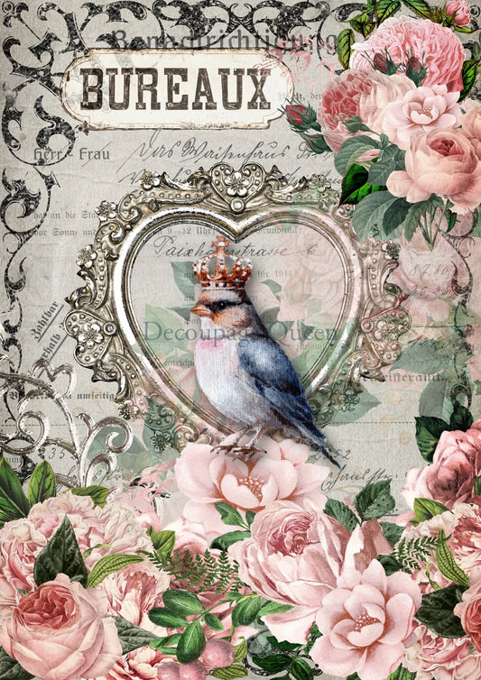 Crowned Lady Rice Paper 0558 - A4 8.3 x 11.7 Rice Paper by Decoupage Queen