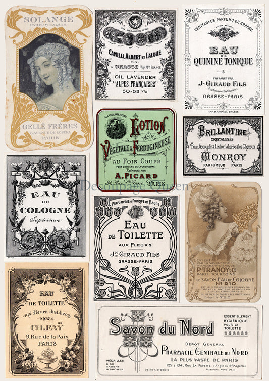 Perfume Labels 0580 - A4 8.3 x 11.7 Rice Paper Decoupage Queen