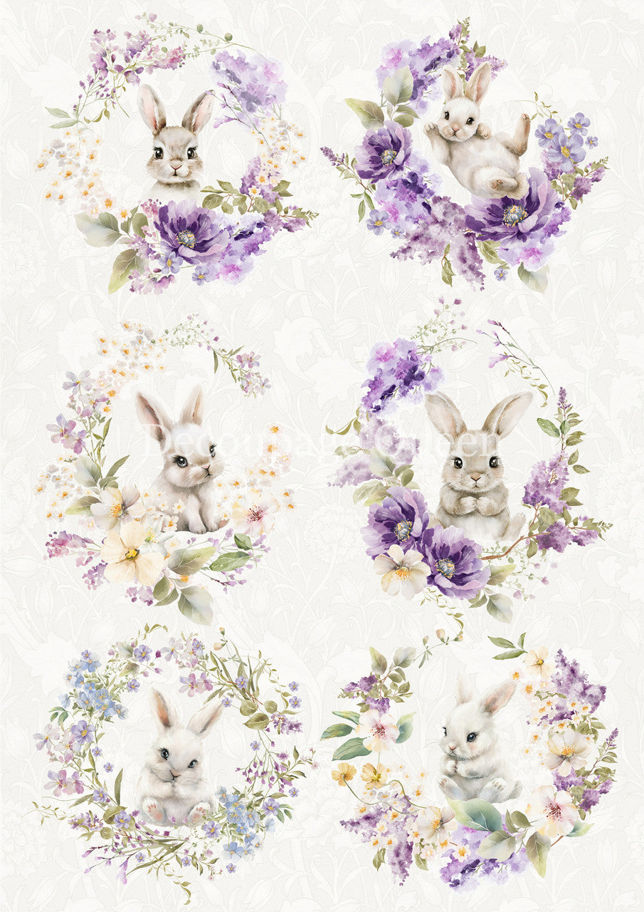 Spring Bunnies 0729 - A4 8.3 x 11.7 Rice Paper Decoupage Queen