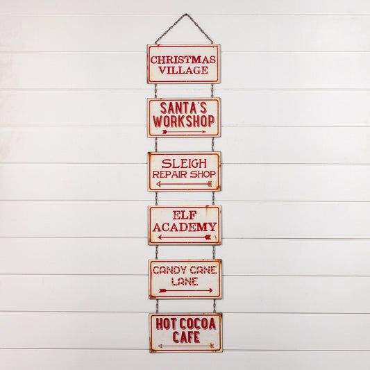 Christmas Village 6-Tier Metal Hanging Sign