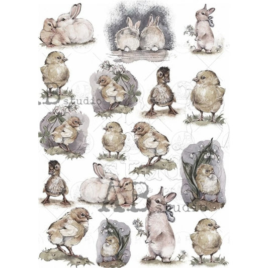 Easter Watercolor Singles 1289 - A4 8.3 x 11.7 Rice Paper by AB Studio