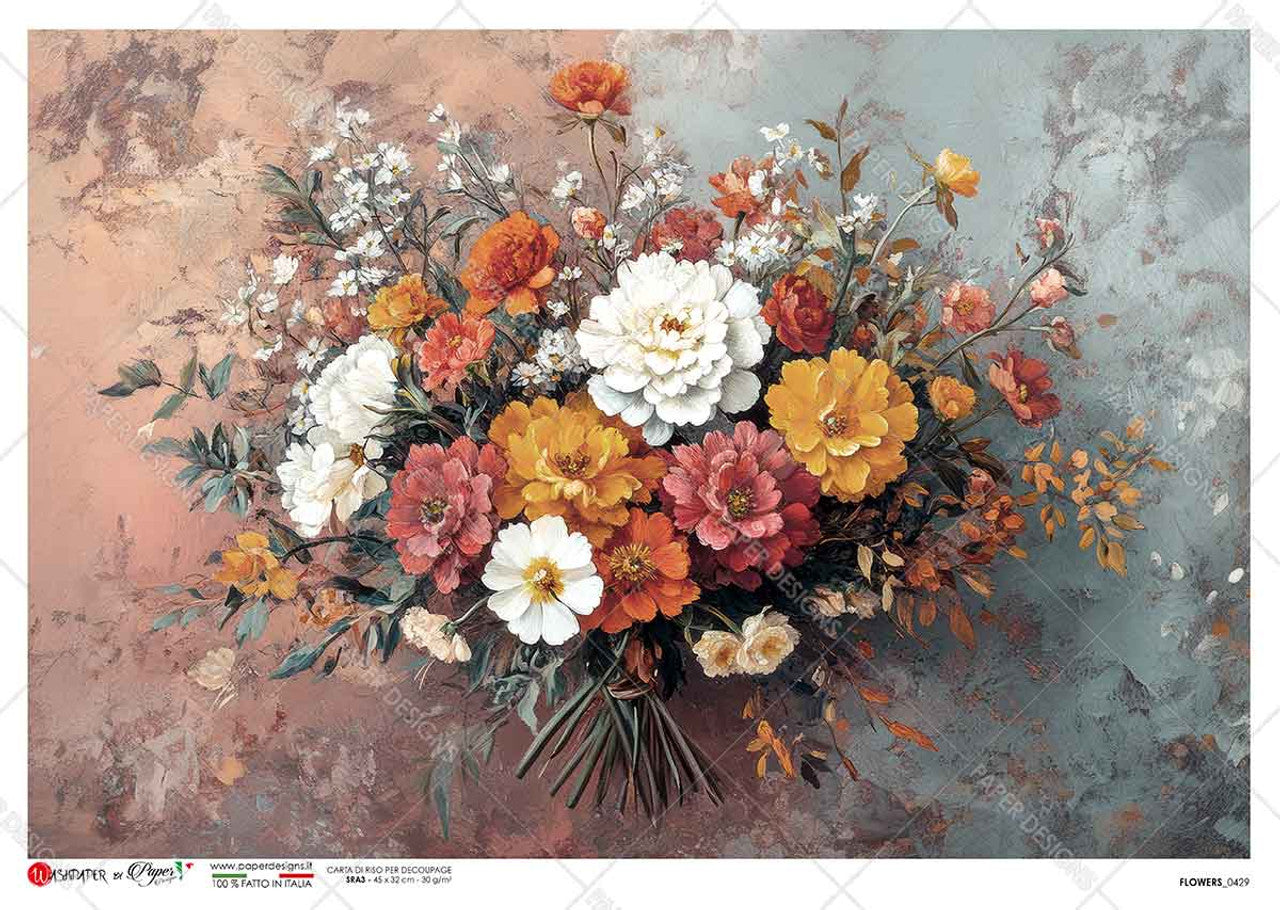 Autumn Inspired Flowers Bouquet 0429 - A4 8.3 x 11.7 Rice Paper by Paper Designs