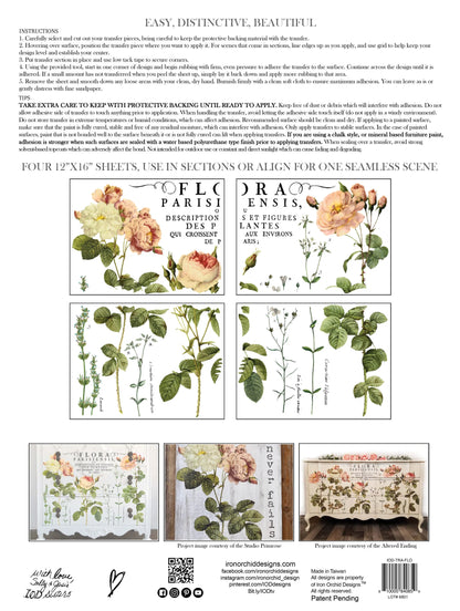 Flora Parisiensis - 4 Sheet, 12x16 Pad IOD Decor Transfer™ 2018