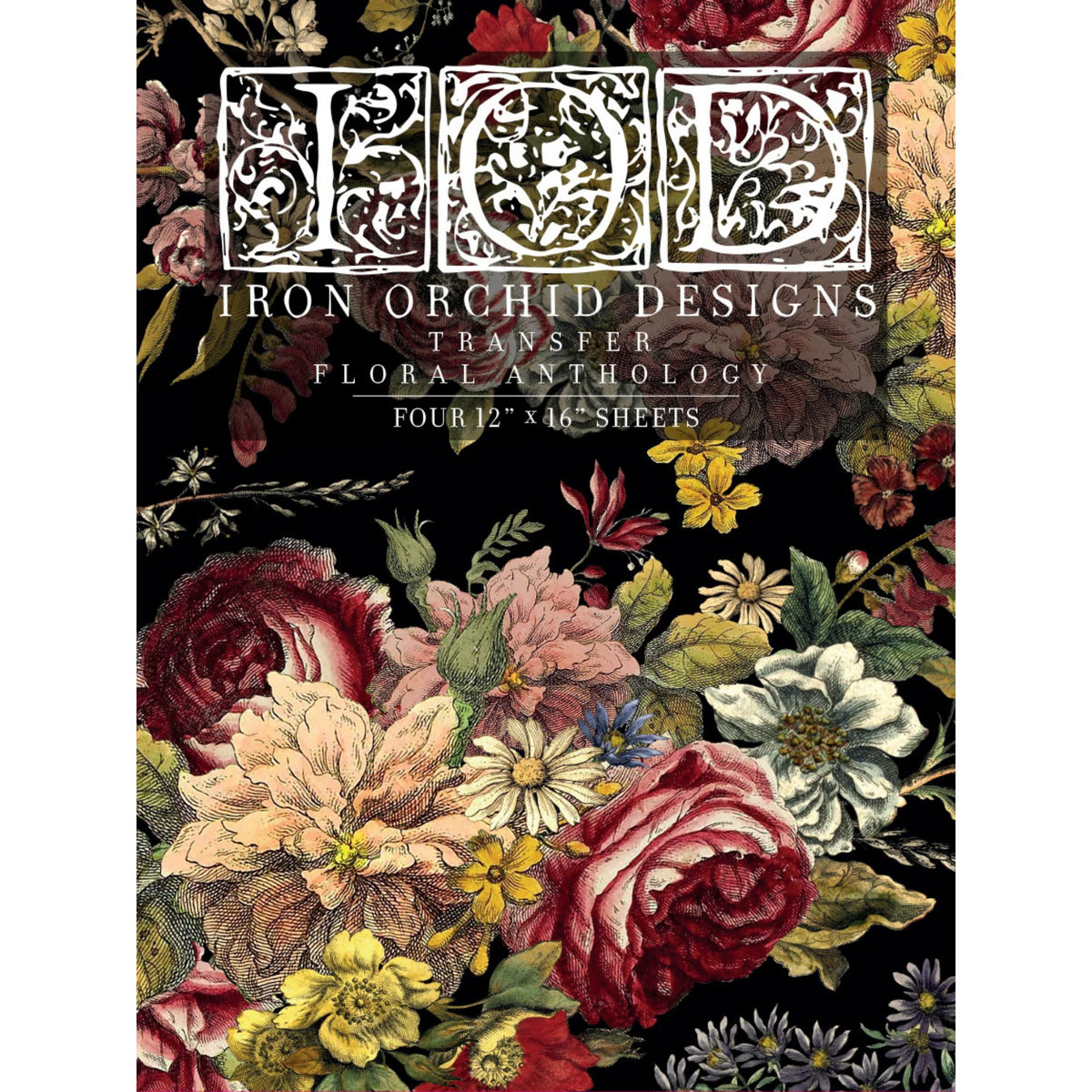 Floral Anthology - 4 Sheet, 12x16 Pad IOD Decor Transfer *Retired