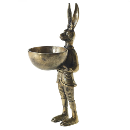 Eric the Hare Stand with Dish - Authentic E&E Eloise Collection Bronzed Aluminum Bust
