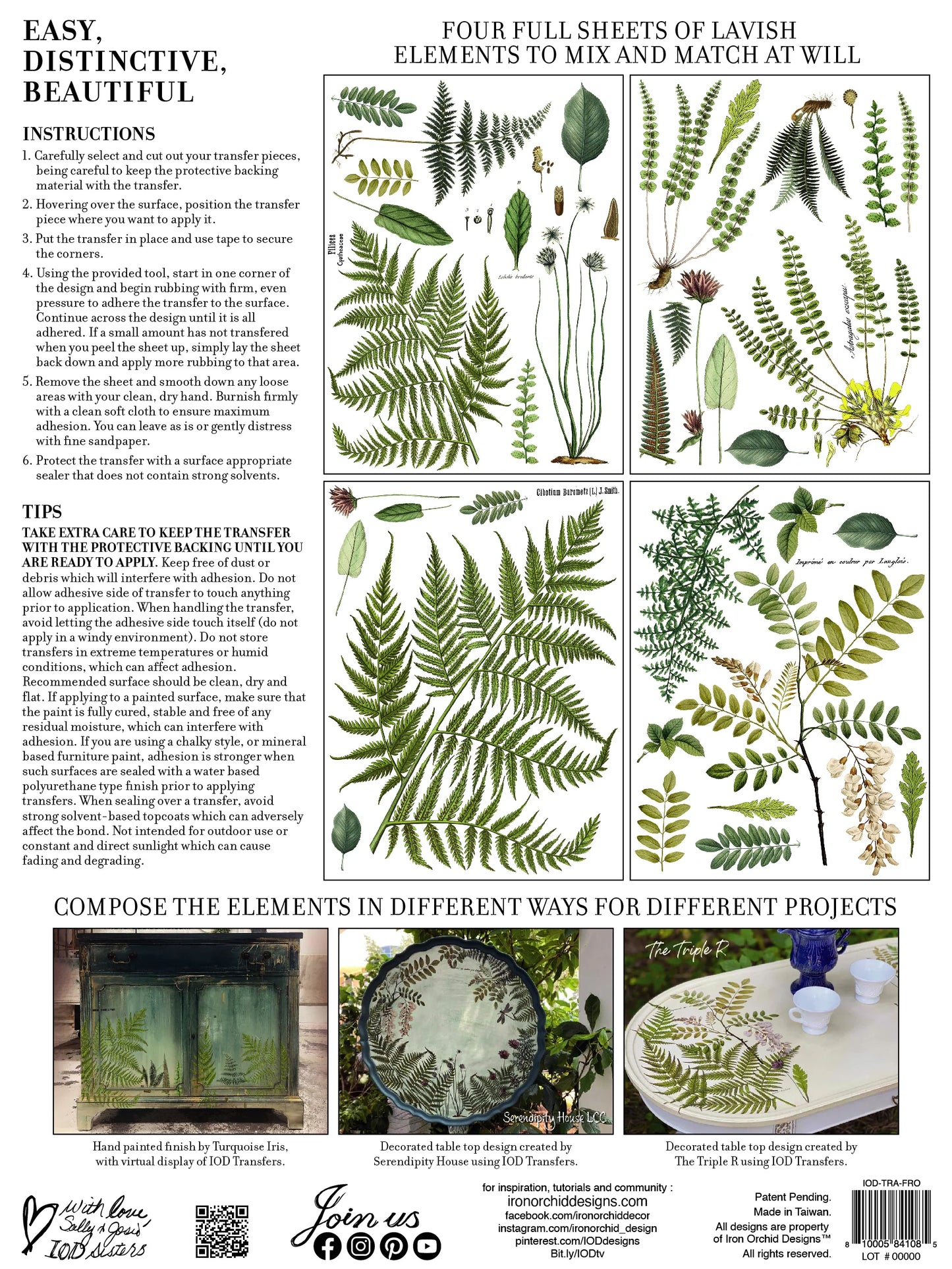 Fronds Botanical - 4 Sheet, 12x16 Pad IOD Decor Transfer™