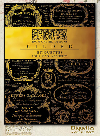 Etiquettes - Gilded Collection - 4 Sheet, 12x16 Pad IOD Decor Transfer™