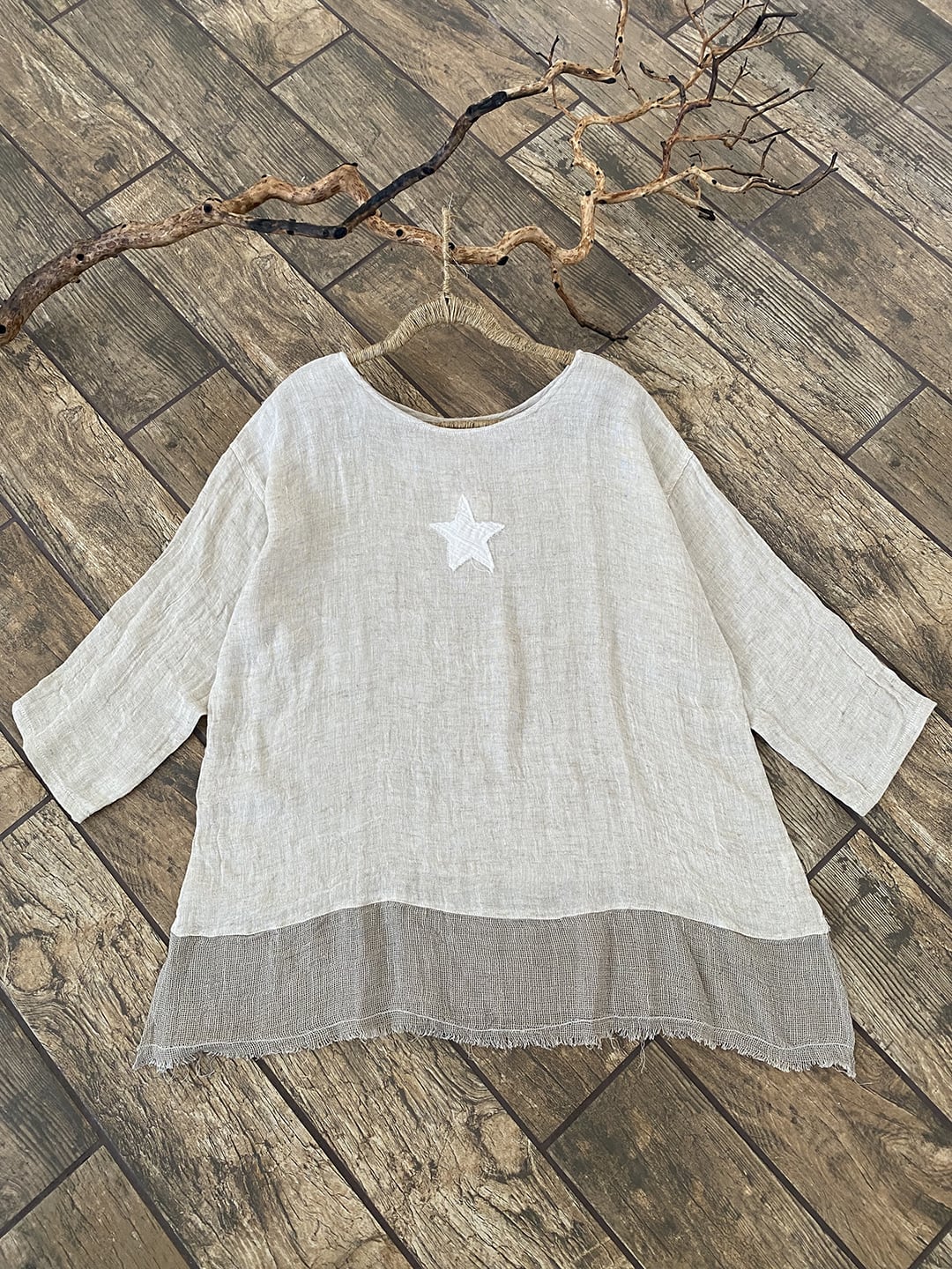 Star Linen Double Gauze Top, Oatmeal - Namsar