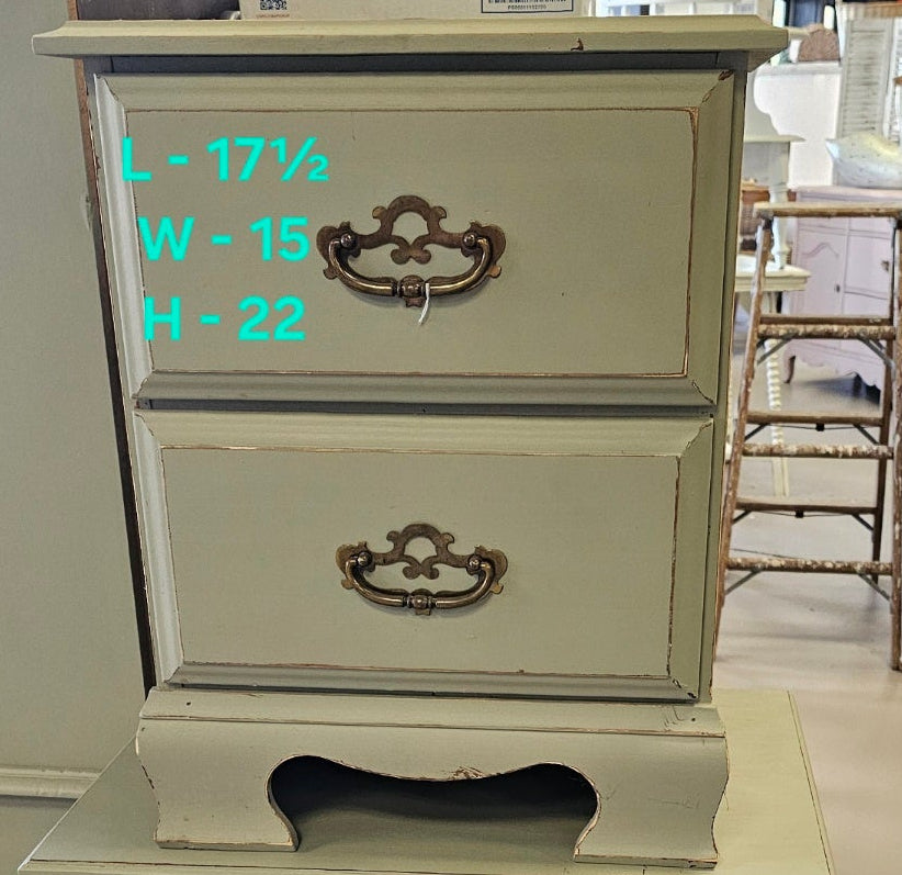 Sage Green 2 Drawer Side Console - (𝐏𝐢𝐜𝐤-𝐔𝐩 𝐎𝐧𝐥𝐲)