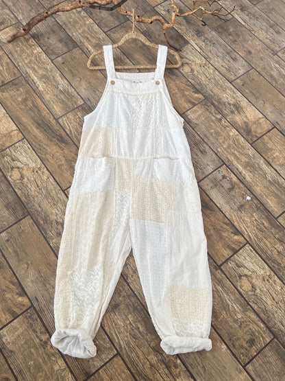 Lace Cotton Patched Overalls - Namsar