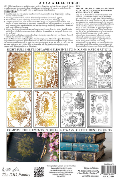 Athenaeum - Gilded Foil - 8 Sheet, 8x12 Pad IOD Decor Transfer™ 2026