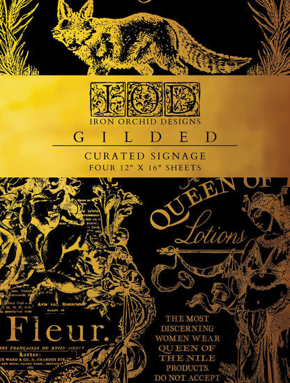 Curated Signage - Gilded Collection - 4 Sheet, 12x16 Pad IOD Decor Transfer™ 2025