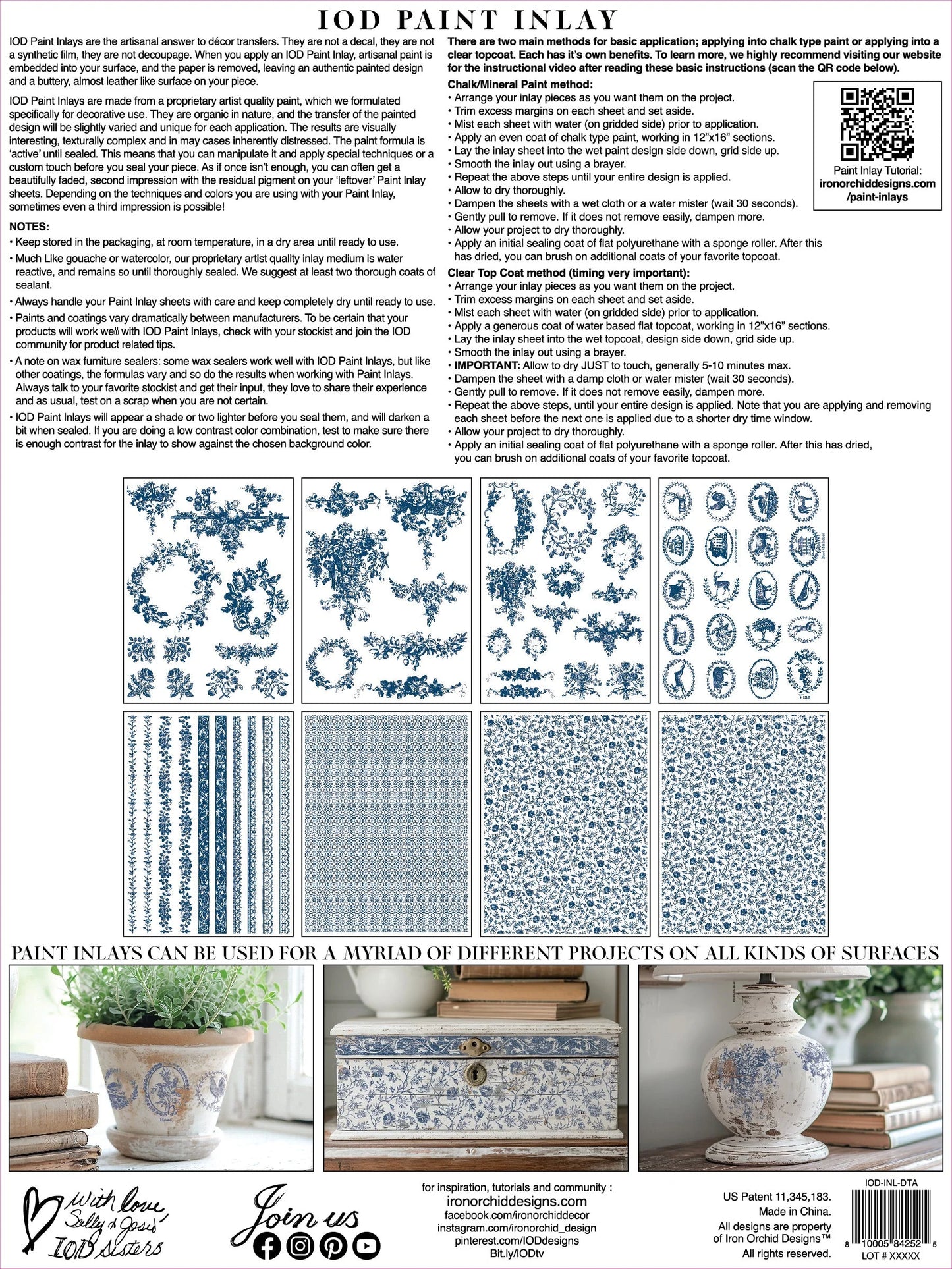 Delft Traditions Azure - 8 Sheet, 12x16 Pad IOD Paint Inlay™ 🇱🇮🇲🇮🇹🇪🇩 🇷🇪🇱🇪🇦🇸🇪