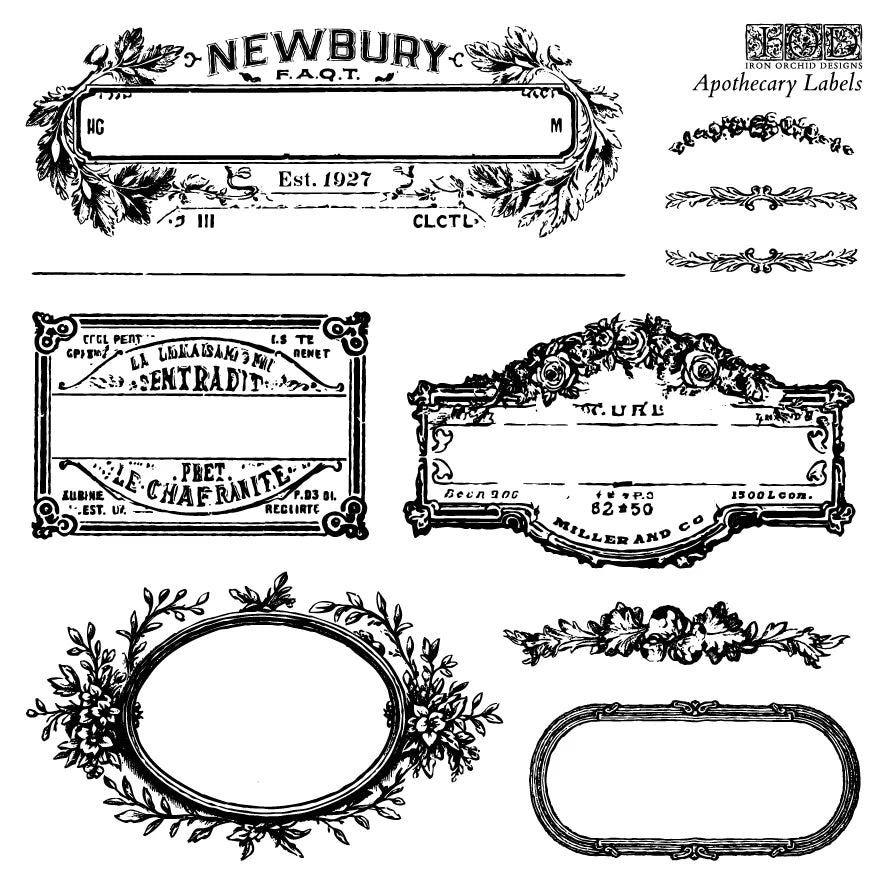 Apothecary Labels 6x6 (4 sheets) - IOD Decor Stamp