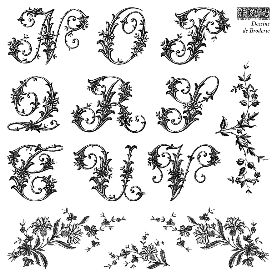 Dessins De Broderie Labels 6x6 (4 sheets) - IOD Decor Stamp 2026