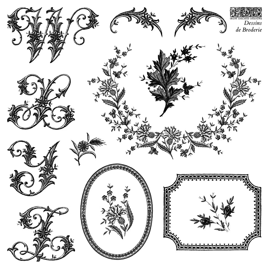 Dessins De Broderie Labels 6x6 (4 sheets) - IOD Decor Stamp 2026