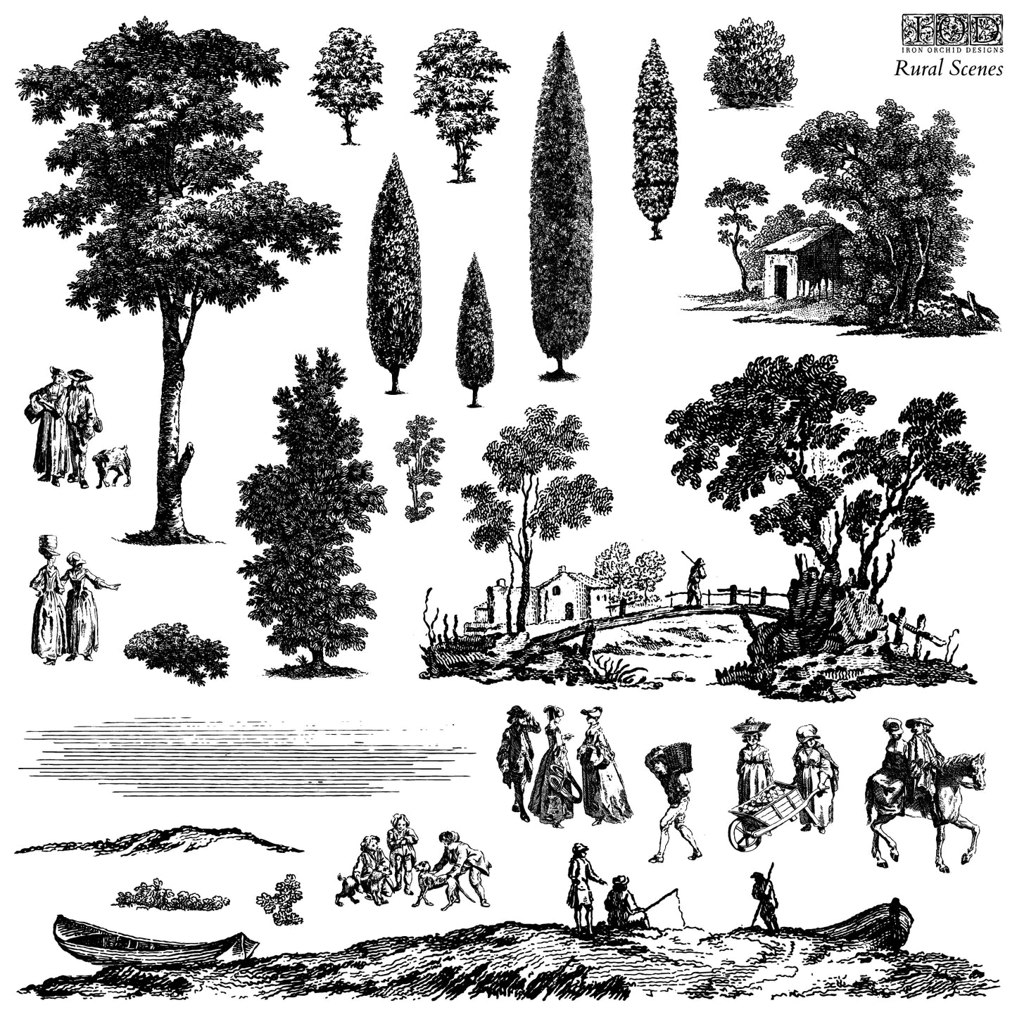 Rural Scene 2-Sheet Set - IOD Decor Stamp (Retired)