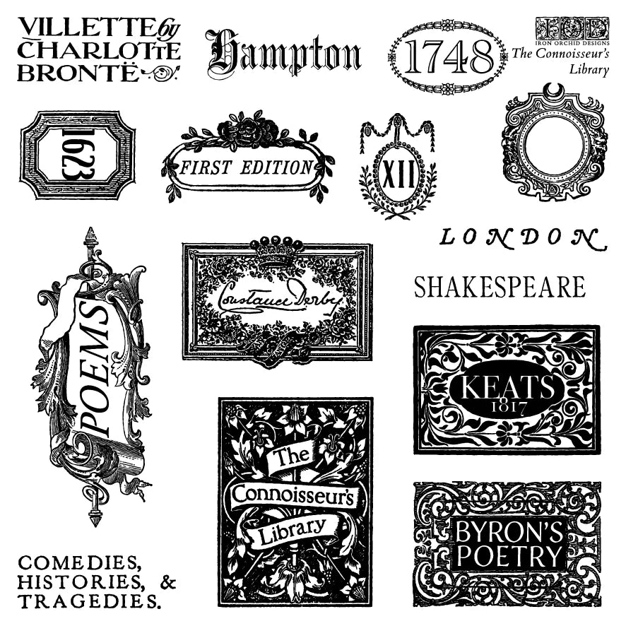 The Connoisseur's Library 6x6 (4 sheets) - IOD Decor Stamp 2026