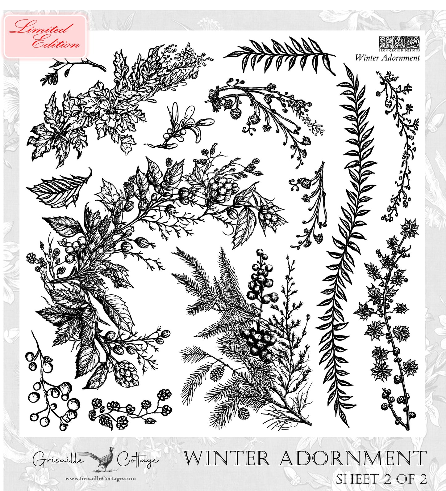 Winter Adornment 2-sheet - IOD Decor Stamp *Limited Edition*