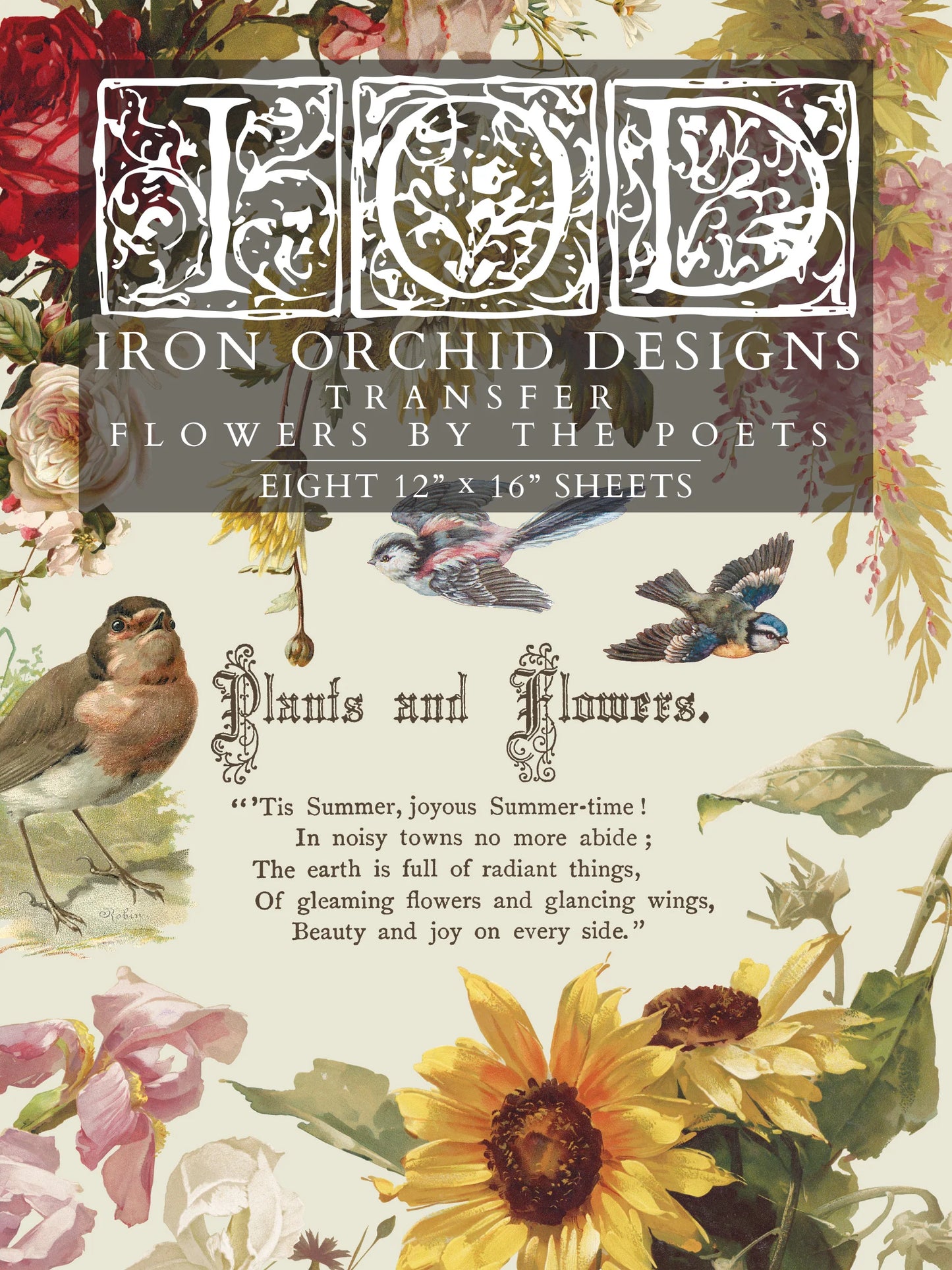 Flowers By the Poets - 8 Sheet, 12x16 Pad IOD Decor Transfer™ 2026
