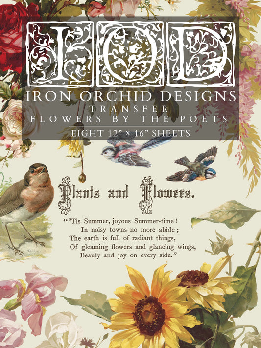 Flowers By the Poets - 8 Sheet, 12x16 Pad IOD Decor Transfer™ 2026