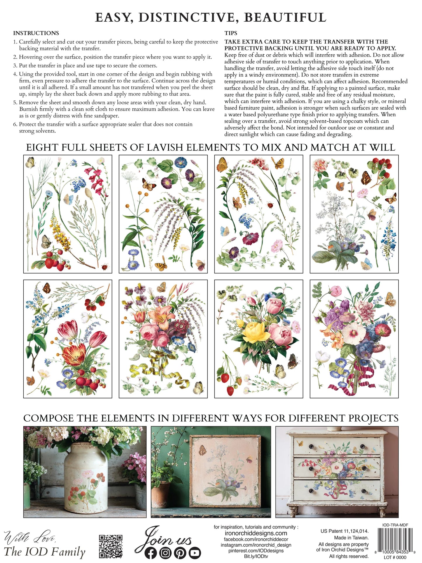 Marche' Des Fleurs - 8 Sheet, 12x16 Pad IOD Decor Transfer™ 2026