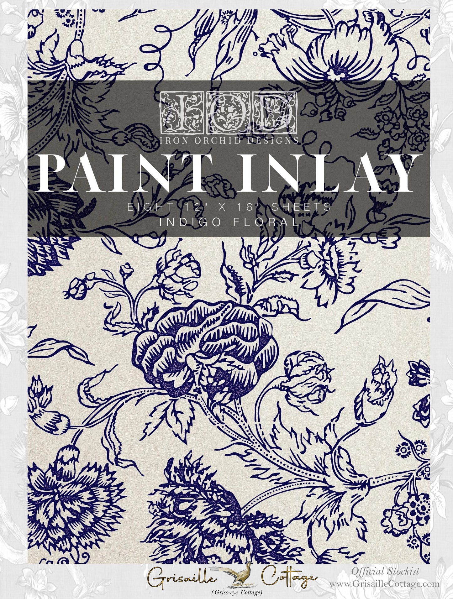 Indigo Floral - 8 Sheet, 12x16 Pad IOD Paint Inlay™