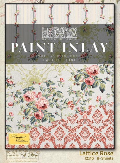 Lattice Rose - 8 Sheet, 12x16 Pad IOD Paint Inlay™