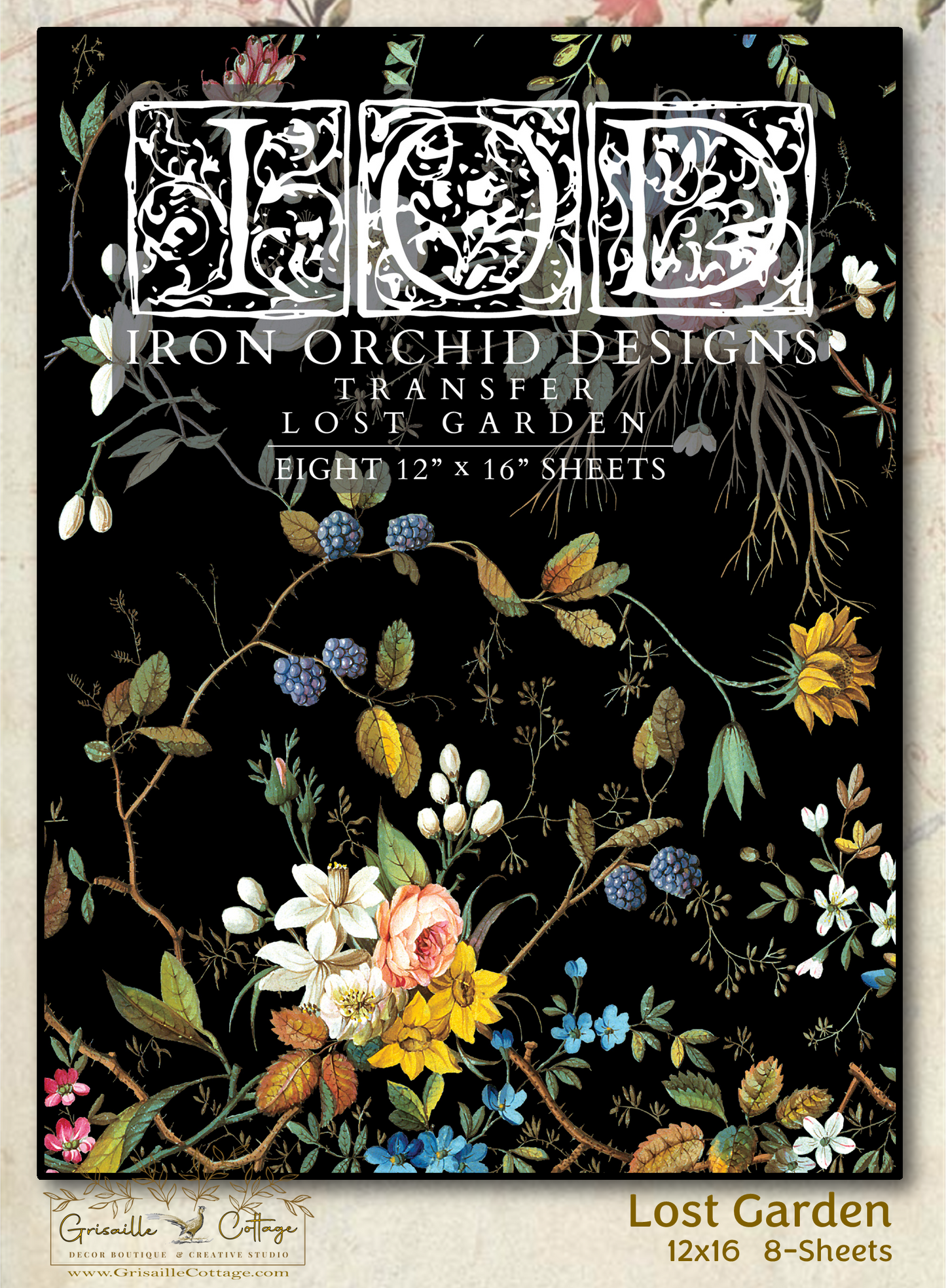 Lost Garden - 8 Sheet, 12x16 Pad IOD Decor Transfer™