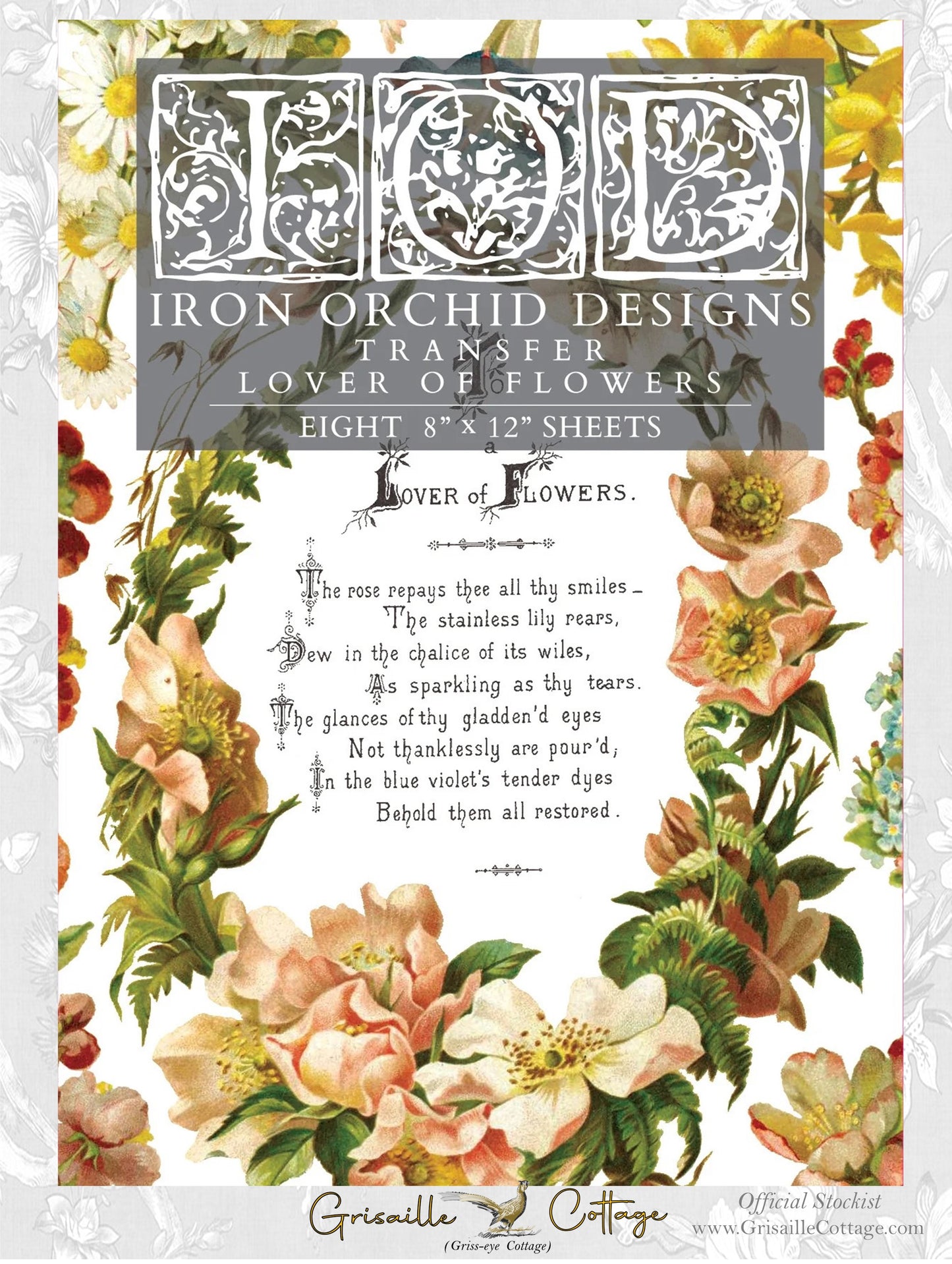 Love of Flowers - 8 Sheet,  8x12 Pad IOD Decor Transfer™