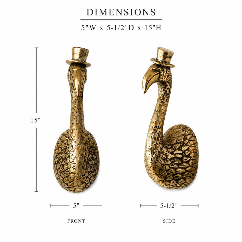 Flynn the Top Hat Flamingo Antiqued Aluminum Wall Mount