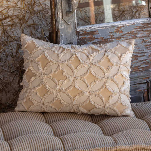 Neutral Tattered Pinwheel Rectangle Pillow