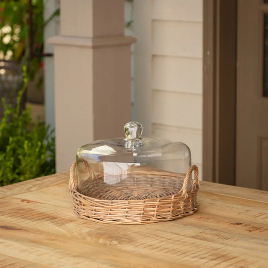 Large Glass Cloche Covered Basket